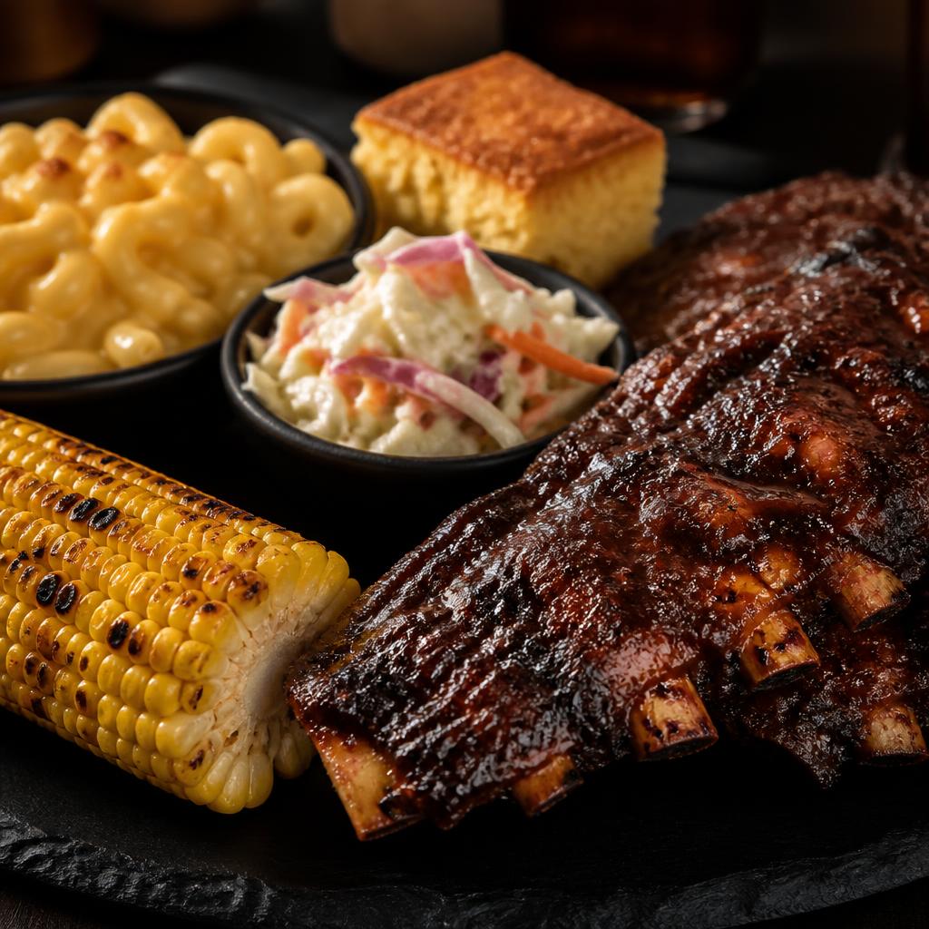 Southern BBQ Ribs Platter with Mac & Cheese