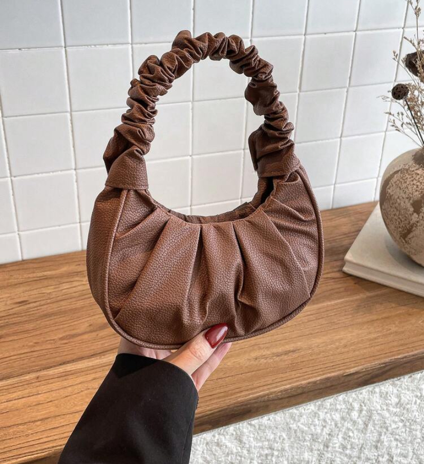 Chestnut Ruched Cloud Underarm Shoulder Bag