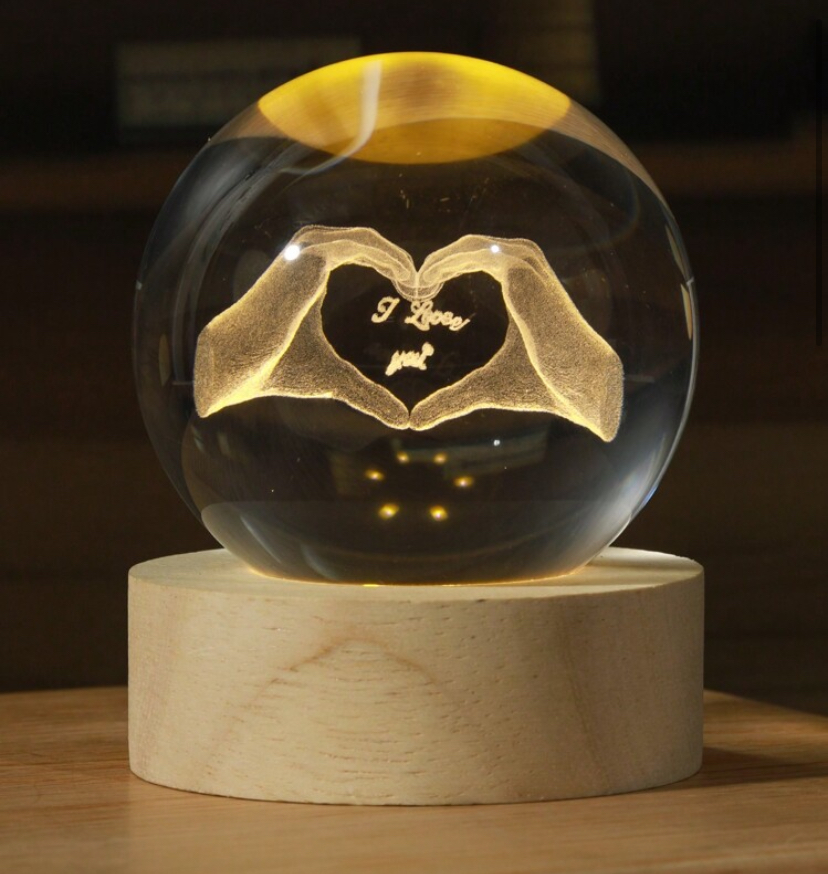 3D Crystal Ball LED Night Light — Custom Engraving