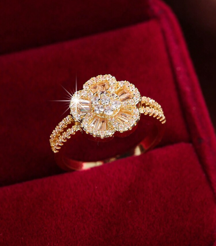 Baguette Flower Diamond Cocktail Ring — Women
