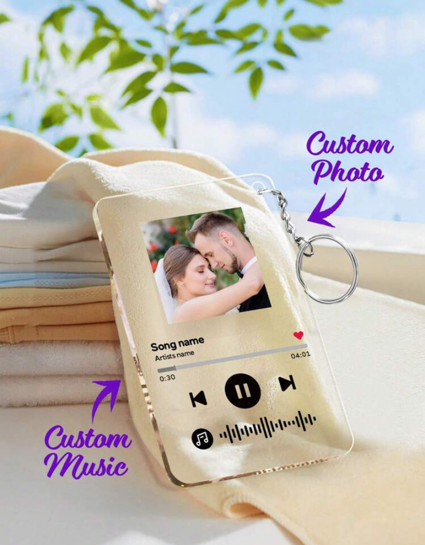 Custom Photo & Music Acrylic Song Plaque Keychain