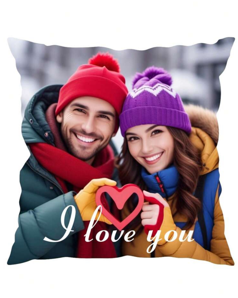 Custom Photo 'I Love You' Cushion Throw Pillow Cover