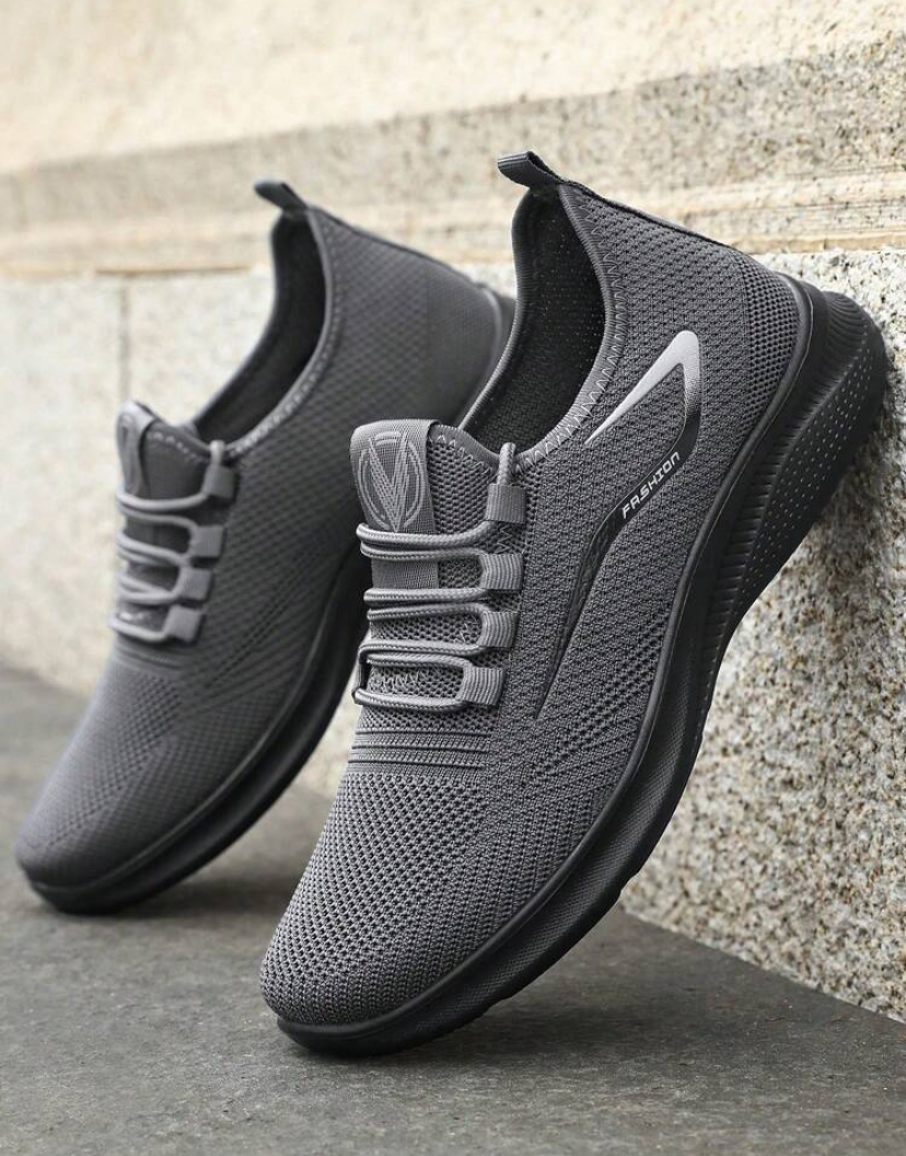 Men's Grey Mesh Slip-On Cushioned Fashion Sneakers
