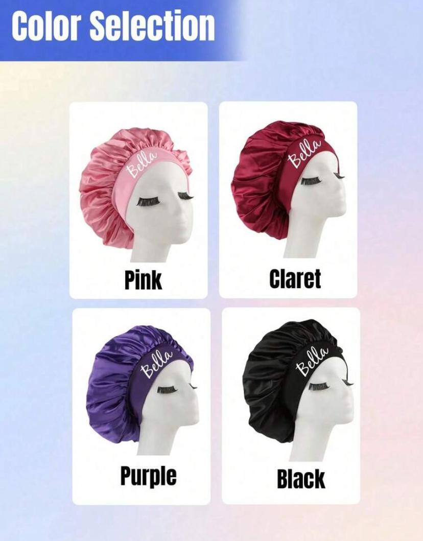 Personalised Bella Satin Sleep Bonnet — 4 Colours