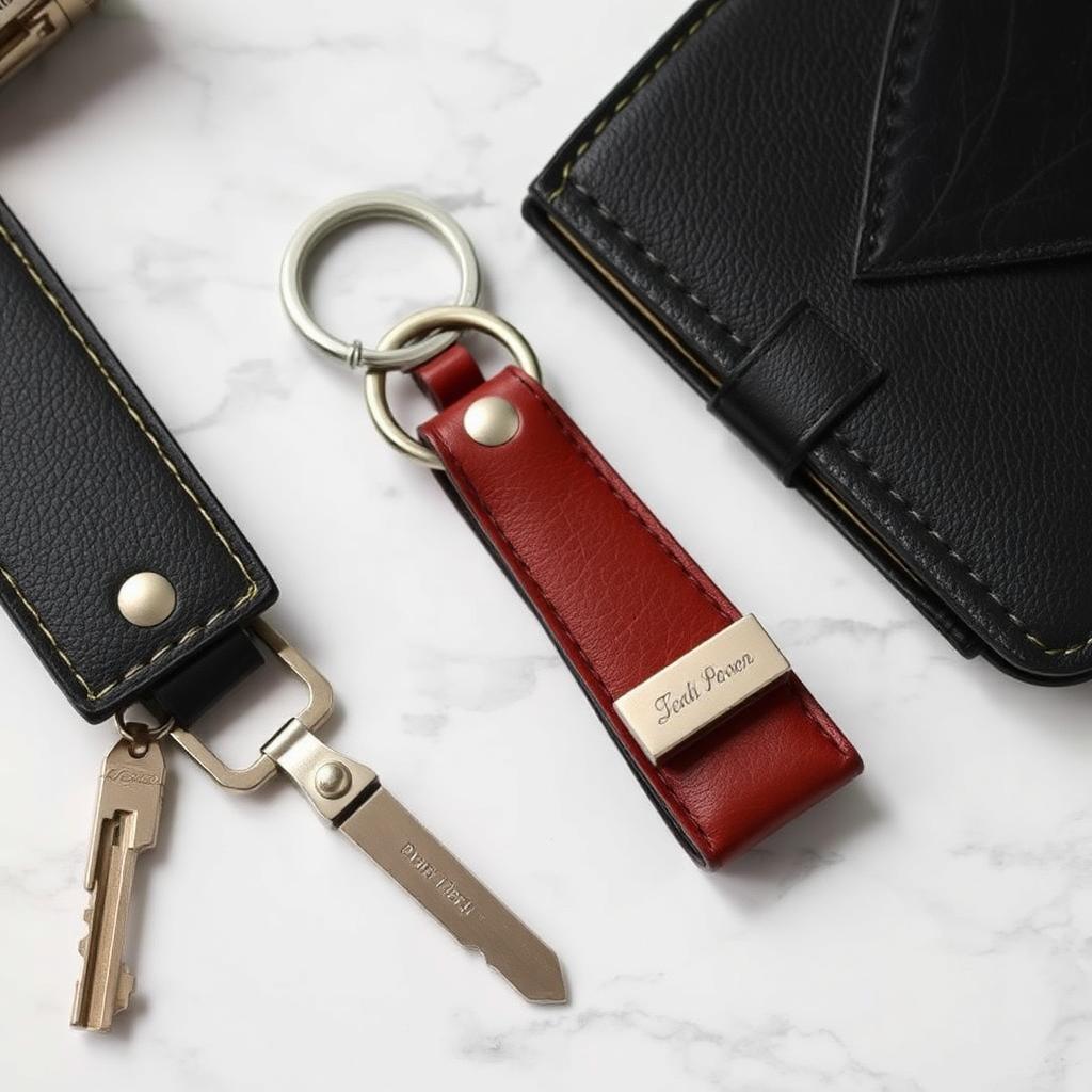 Personalised Leather Key Holder with Metal Ring
