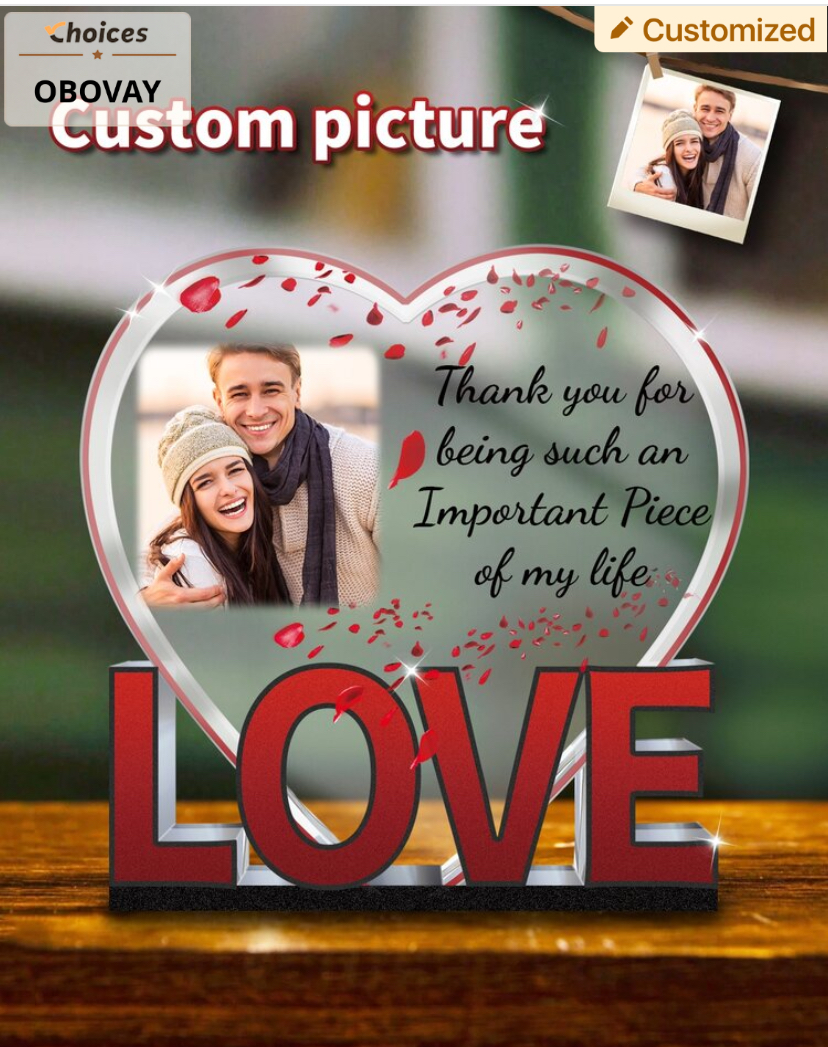 Custom LOVE Acrylic Heart Plaque with Your Photo