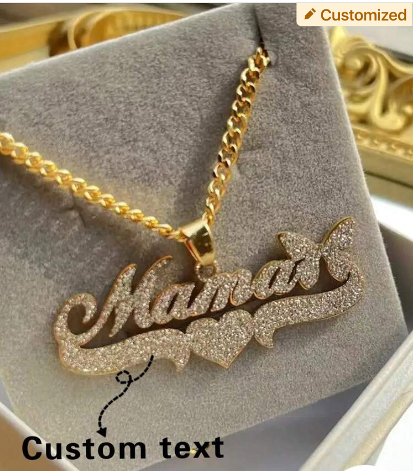 Customised Iced-Out Name Pendant Necklace — Mama