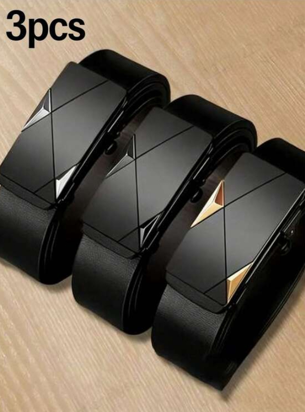 Men's Black Auto-Buckle Ratchet Belt — 3-Piece Gift Set