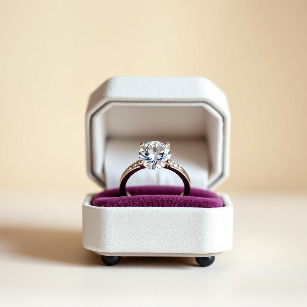 Luxury Diamond Solitaire Ring with Velvet Presentation Box