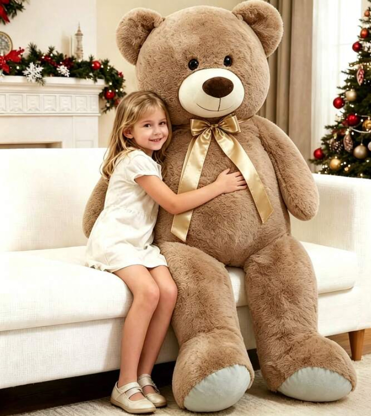 Giant Cuddle Teddy Bear with Satin Bow — 200cm